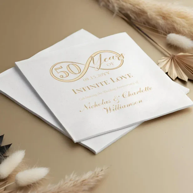 Elegant 50th Anniversary Milestone Infinity Love Foil Napkins