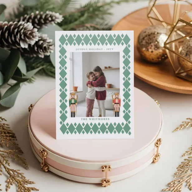 Elegant Festive Modern Nutcracker Ballet Christmas Letterpress Photo Cards