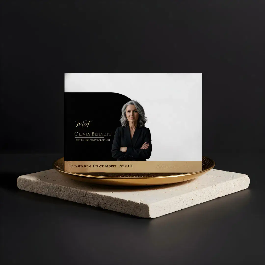 Elegant Luxury Real Estate Arch Photo Black & Gold White Envelope