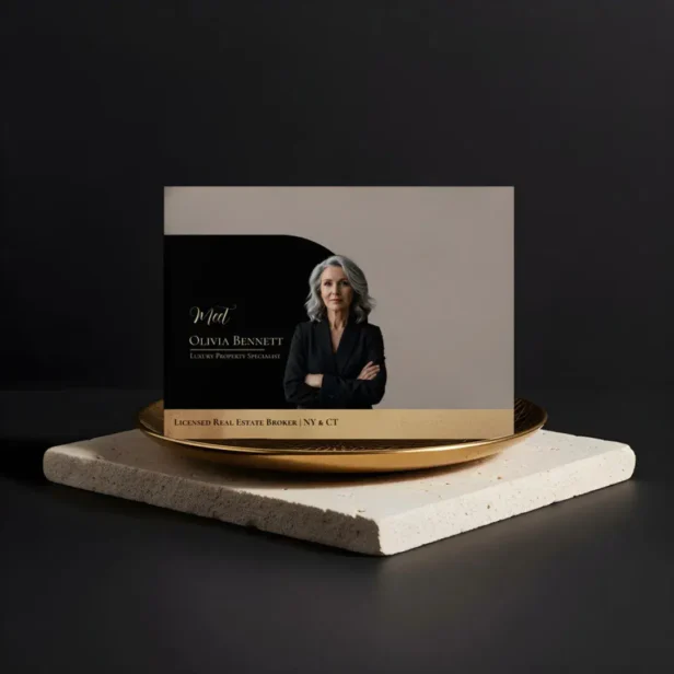 Elegant Luxury Real Estate Arch Photo Black & Gold Beige Envelope