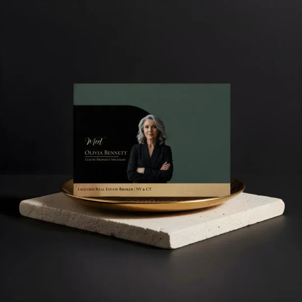 Elegant Luxury Real Estate Arch Photo Black & Gold Envelope