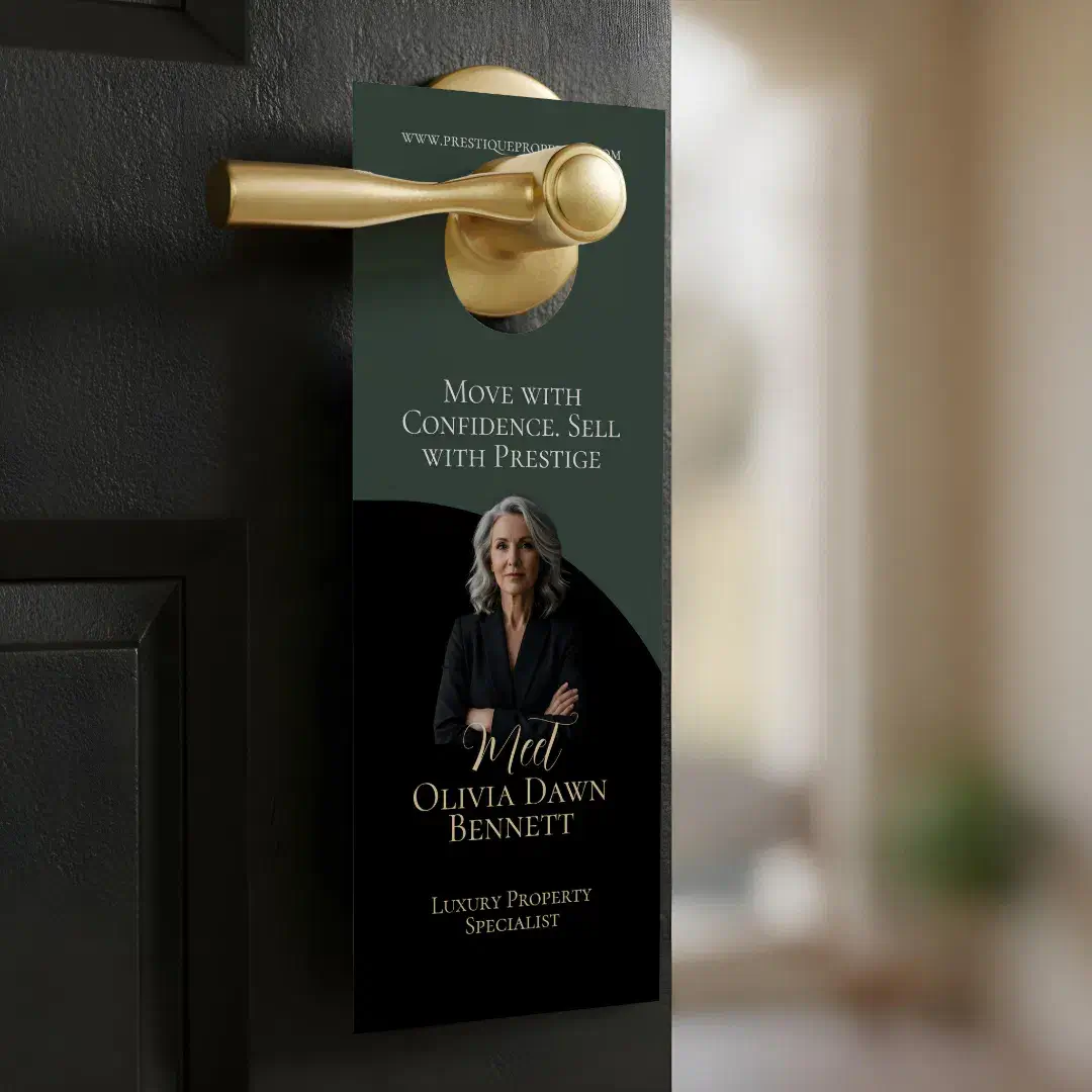 Elegant & Luxury Real Estate Black & Gold Photo Black Door Hanger