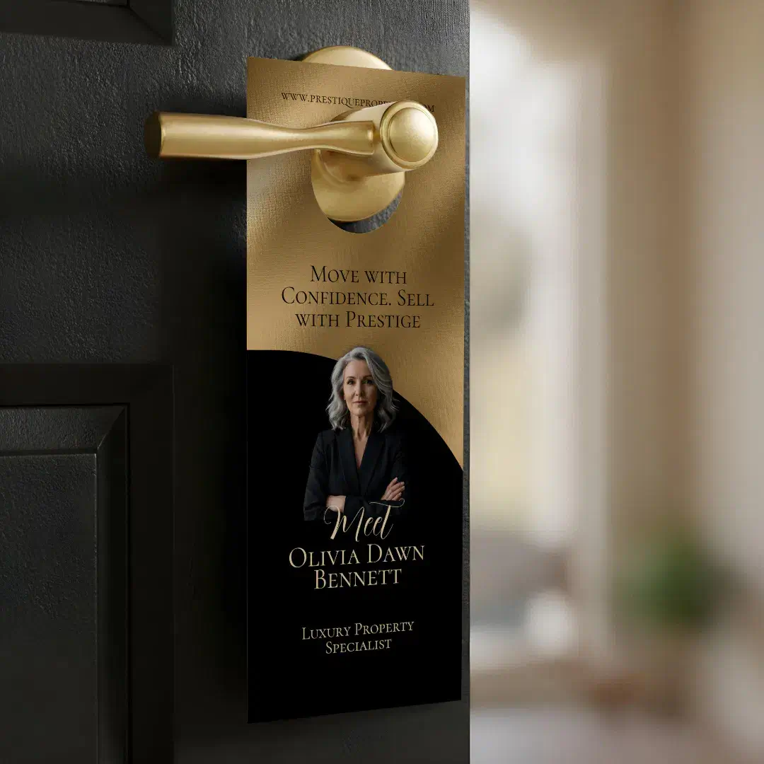 Elegant & Luxury Real Estate Black & Gold Photo Door Hanger