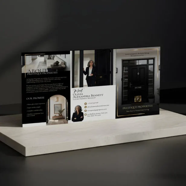 Elegant Luxury Real Estate Black Gold Photo Layout White and Black Brochure