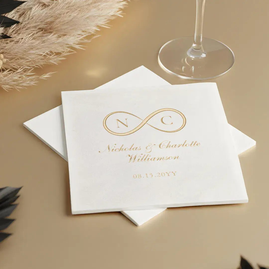 Elegant Minimal Infinity Love Monogram Wedding Foil Napkins