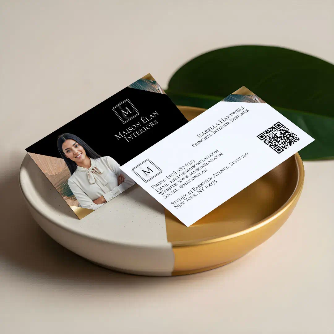 Luxury Elegant Abstract Interior Designer Photo Black Business Card
