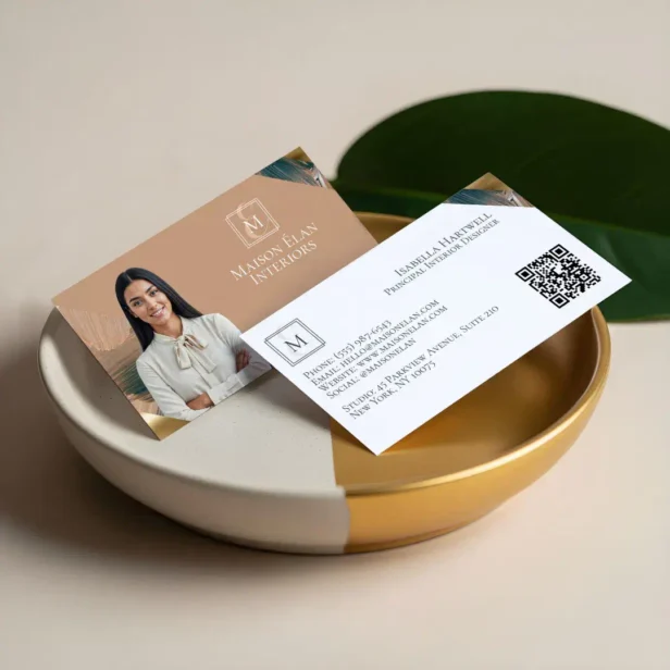 Luxury Elegant Abstract Interior Designer Photo Pink Business Card