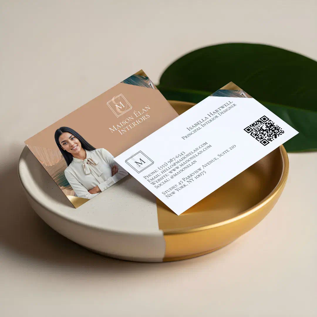 Luxury Elegant Abstract Interior Designer Photo Pink Business Card