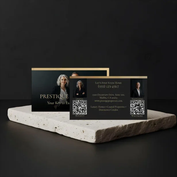Prestige Luxury Dual Realtor Law Firm Gold & Charcoal black Business Card