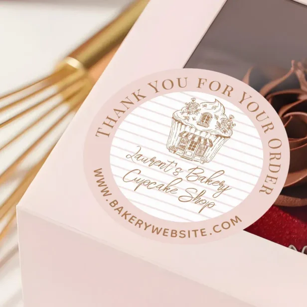 Bakery Order Thank You Hand Drawn Cupcake Shop Classic Round Sticker