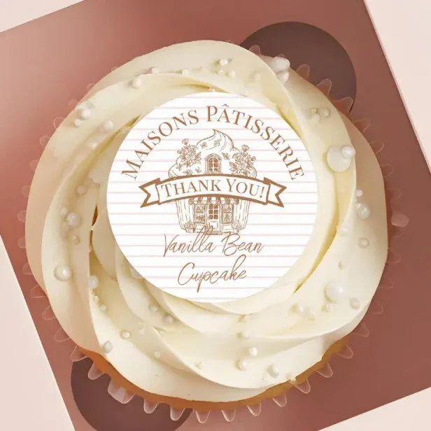 Bakery Order Thank You Hand Drawn Cupcake Shop Classic Round Sticker