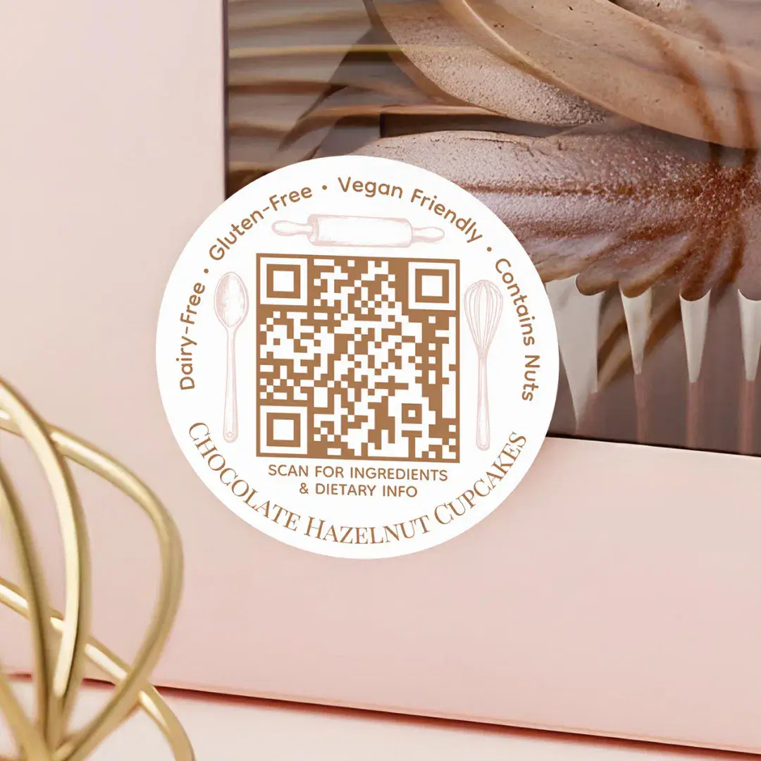 Baking Ingredient & Dietary QR Code Chic Utensils Classic Round Sticker