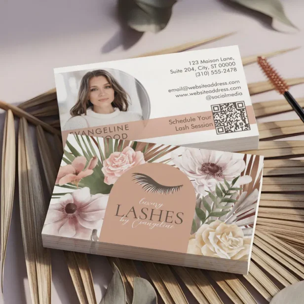 Bohemian Watercolor Boho Floral Eyelash Extensions Business Card