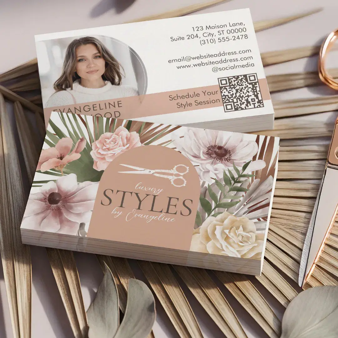 Boho Watercolor Floral Hair Stylist Beauty Salon Business Card