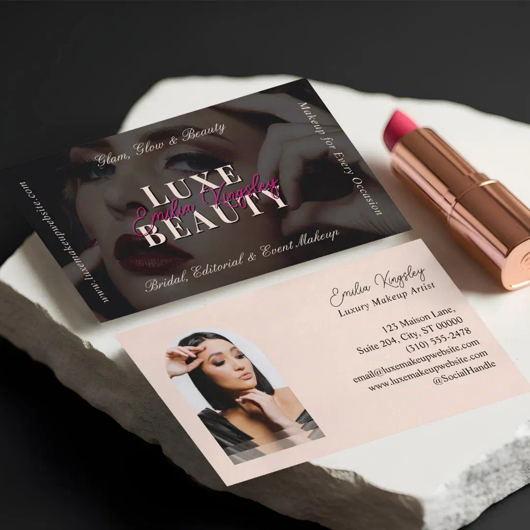 Elegant Glam Luxe Makeup Beauty Artist Black Pink Business Card