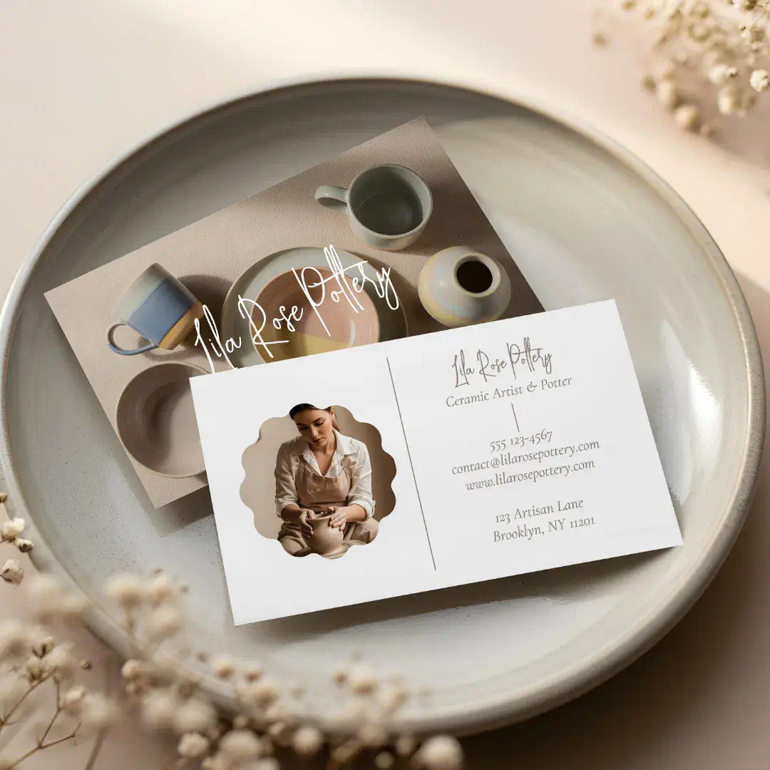 Elegant Minimal Modern hand Made Pottery Photo Business Card