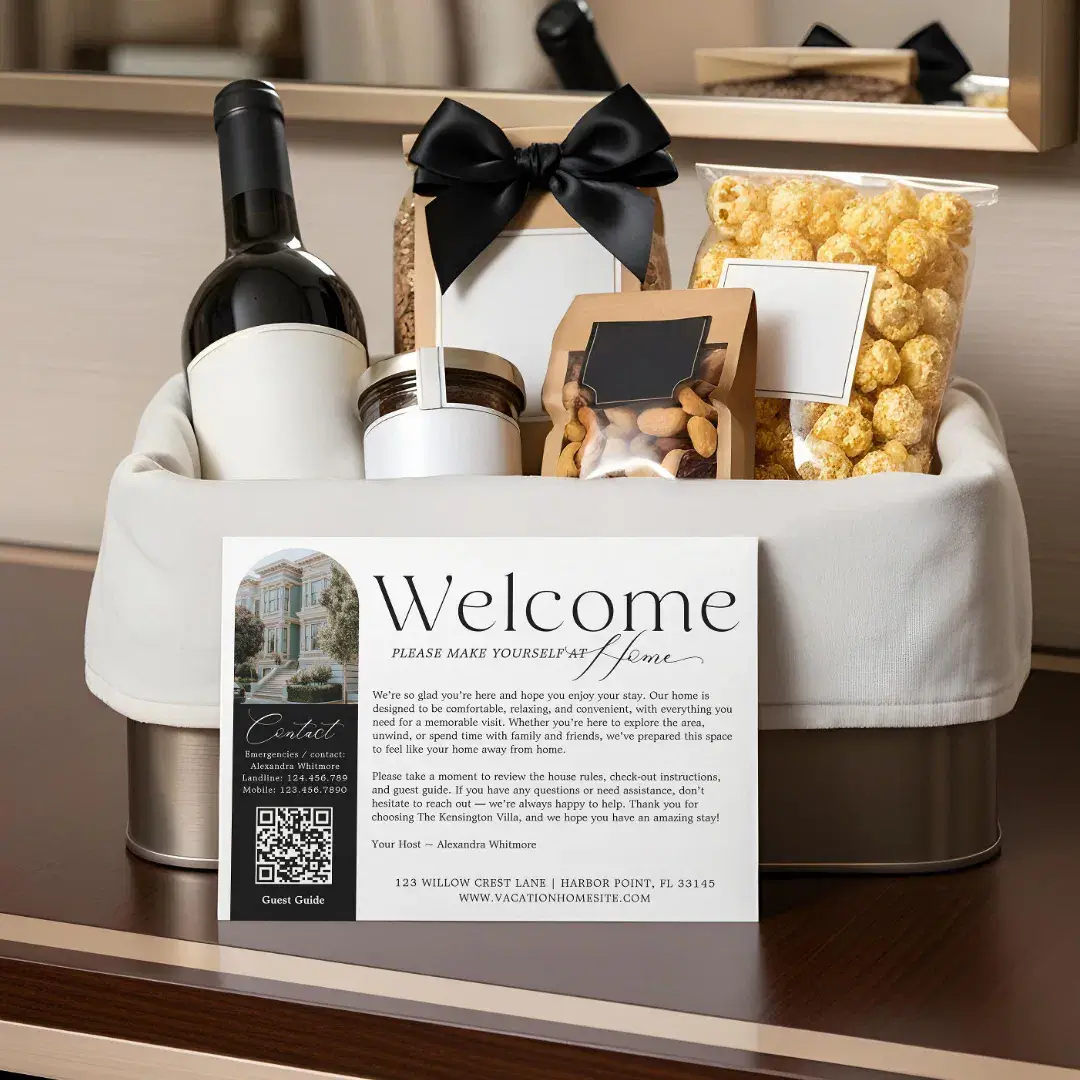Elegant Visitor Greeting Vacation Rental Welcome Thank You Card