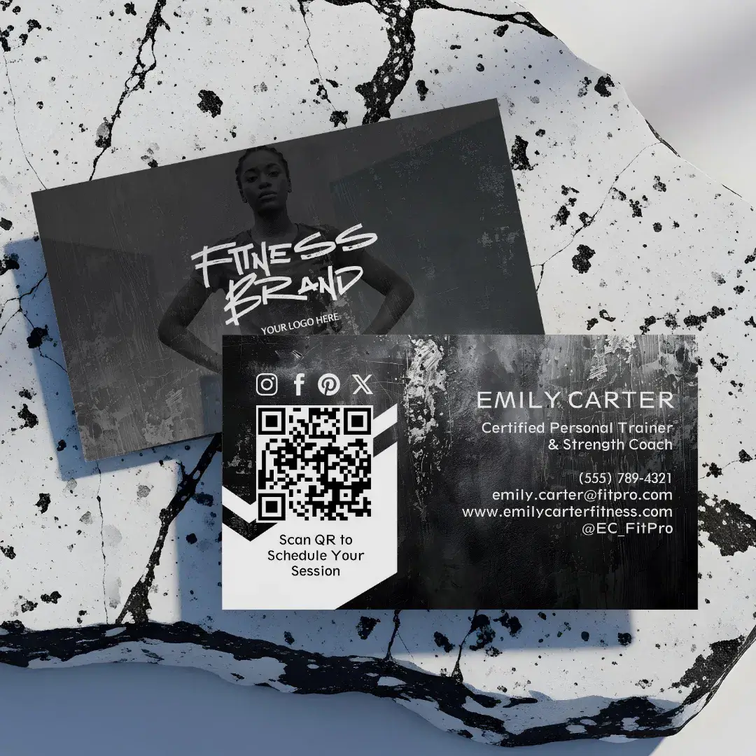 Fitness Personal Trainer Modern Trendy Sporty Black Business Card