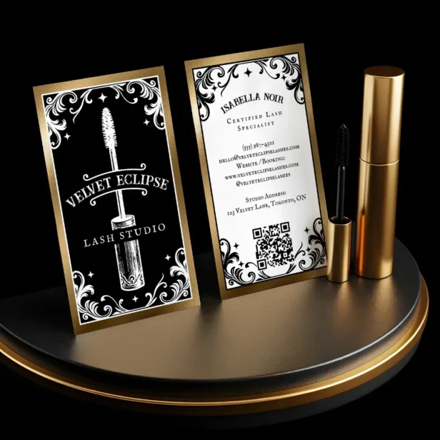 Gothic Vintage Beauty Lash Studio Black Luxury Business Card