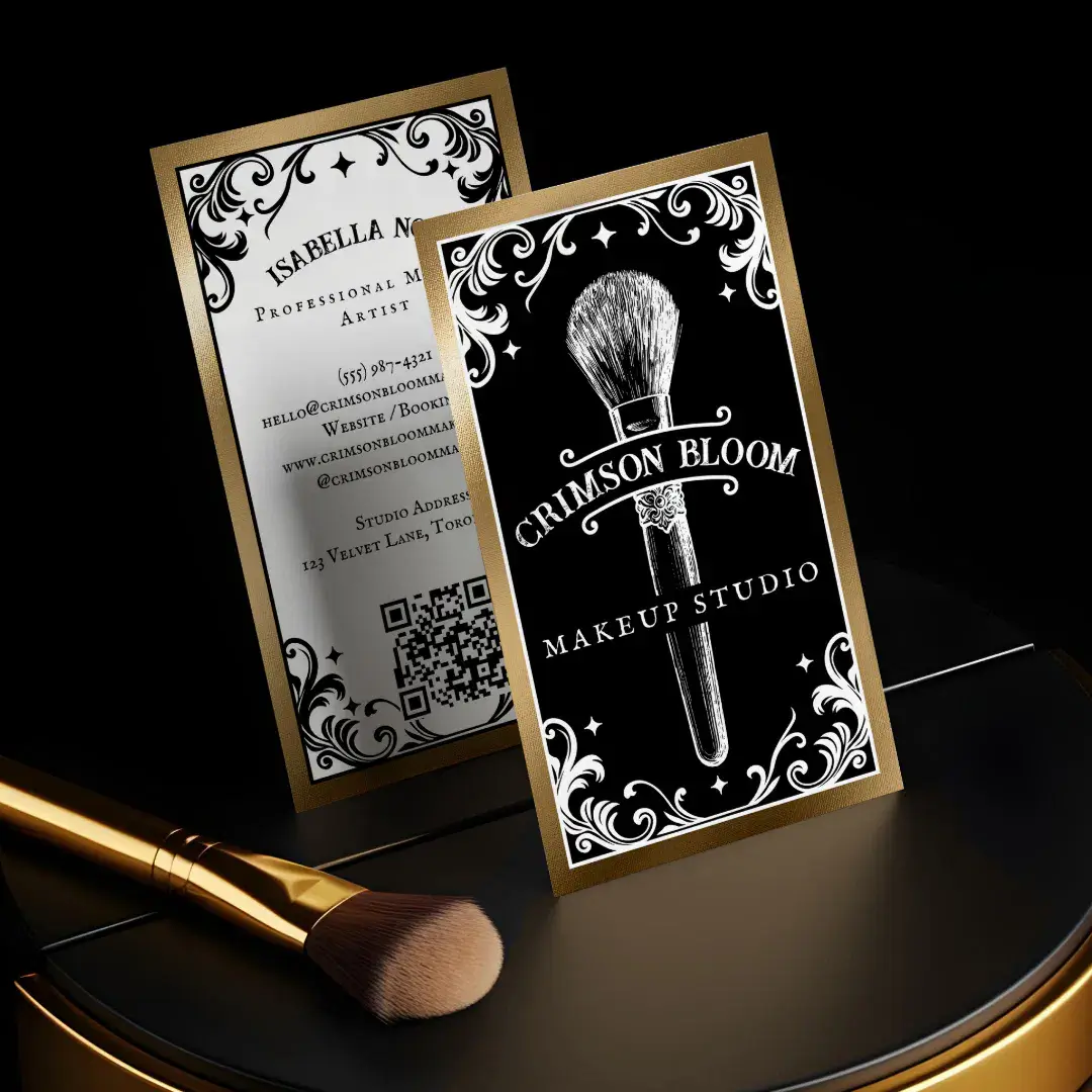 Gothic Vintage Beauty Makeup Artist Black Luxury Business Card
