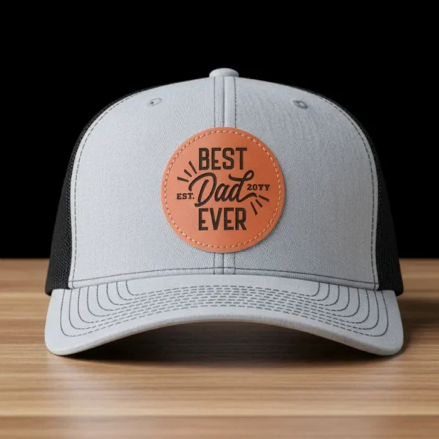 Happy Father's Day Gift for Best Dad Ever Year Leather Patch Hat