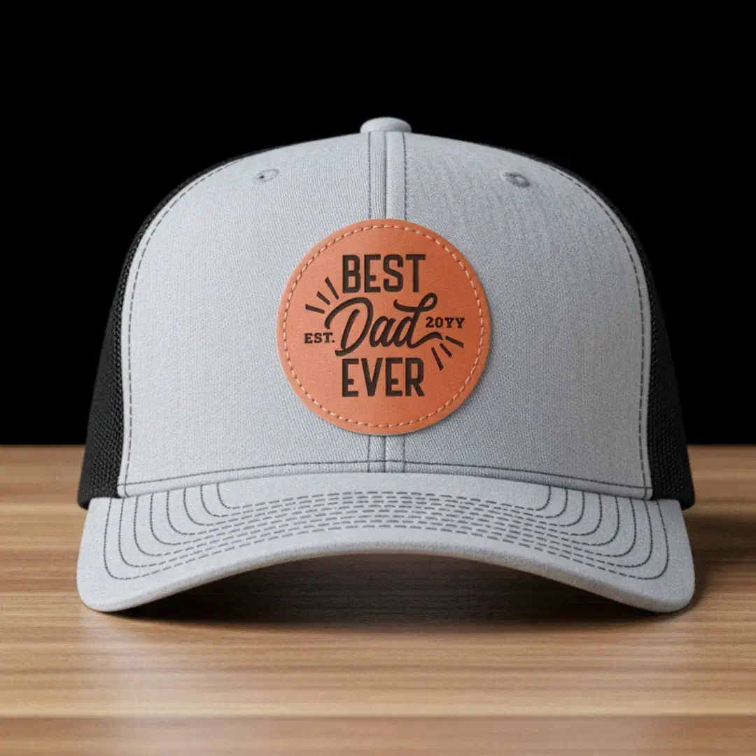 Happy Father's Day Gift for Best Dad Ever Year Leather Patch Hat