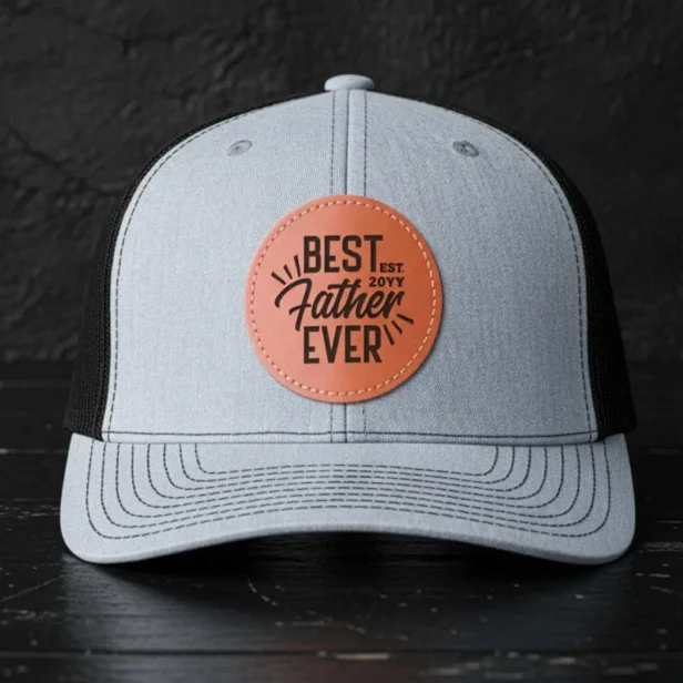 Happy Father's Day Gift for Best Father Ever Year Leather Patch Hat