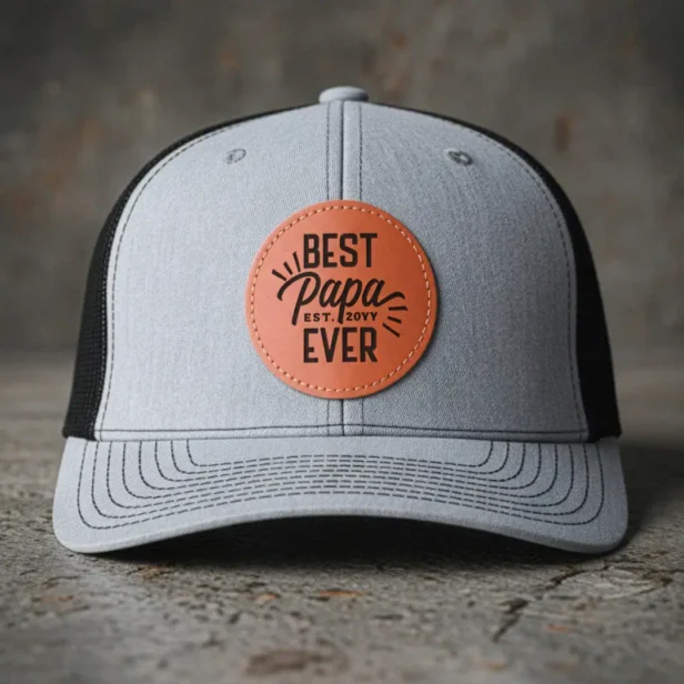 Happy Father's Day Gift for Best Papa Ever Year Leather Patch Hat