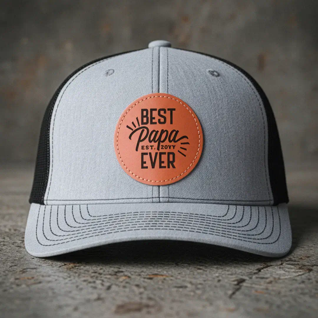 Happy Father's Day Gift for Best Papa Ever Year Leather Patch Hat
