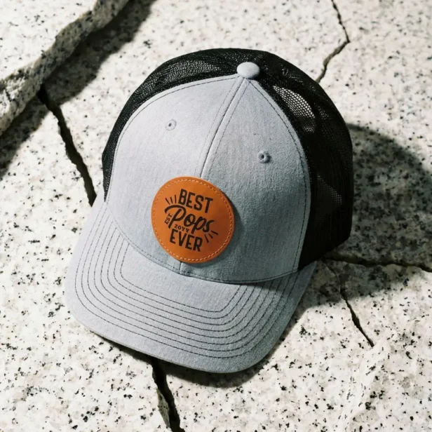 Happy Father's Day Gift for Best Pops Ever Year Leather Patch Hat