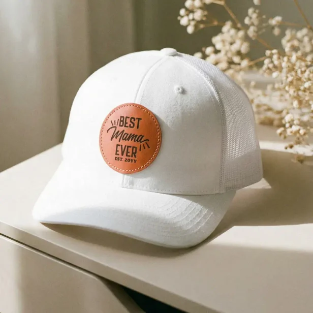 Happy Mother's Day Gift for Best Mama Ever Year Leather Patch Hat