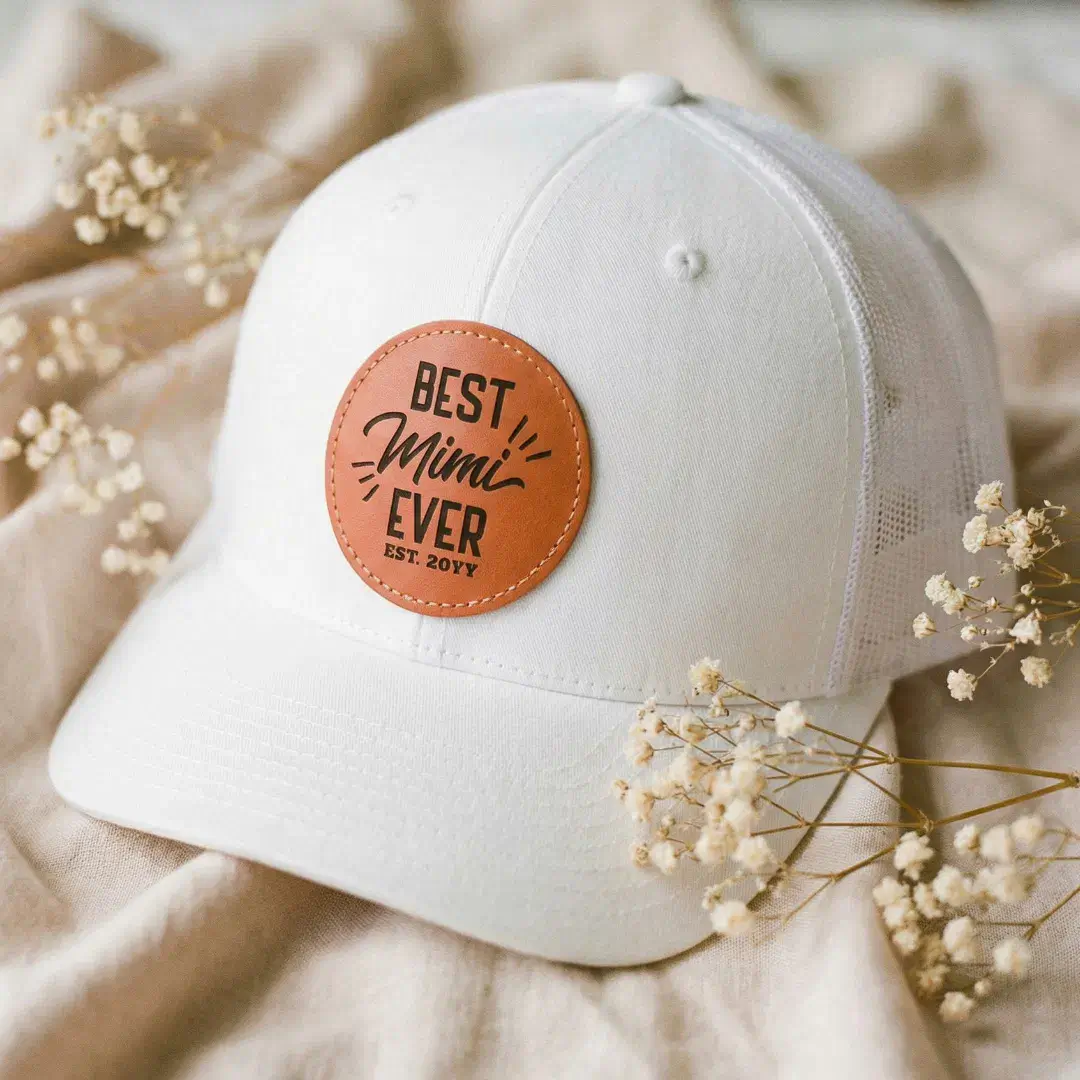 Happy Mother's Day Gift for Best Mimi Ever Year Leather Patch Hat
