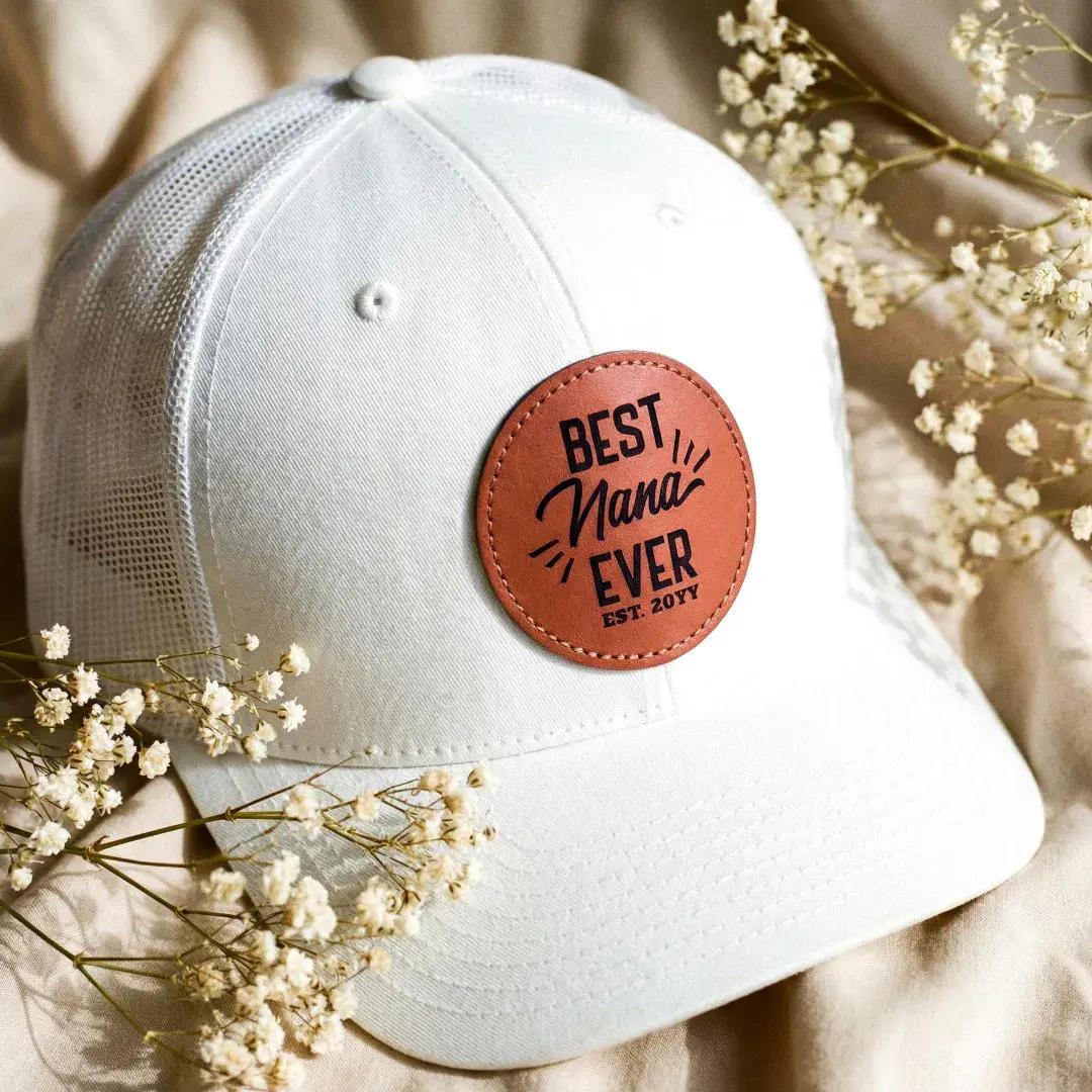 Happy Mother's Day Gift for Best Nana Ever Year Leather Patch Hat