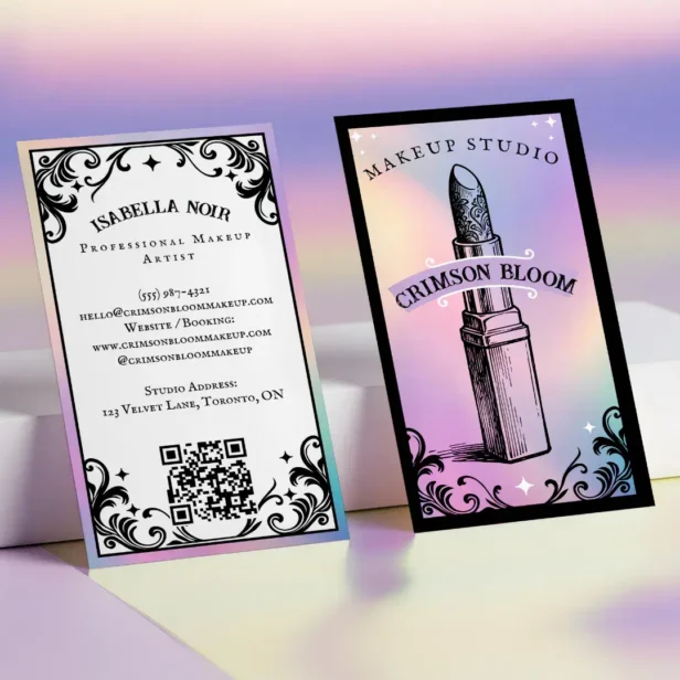 Iridescent holographic Beauty Makeup Artist Luxury Business Card
