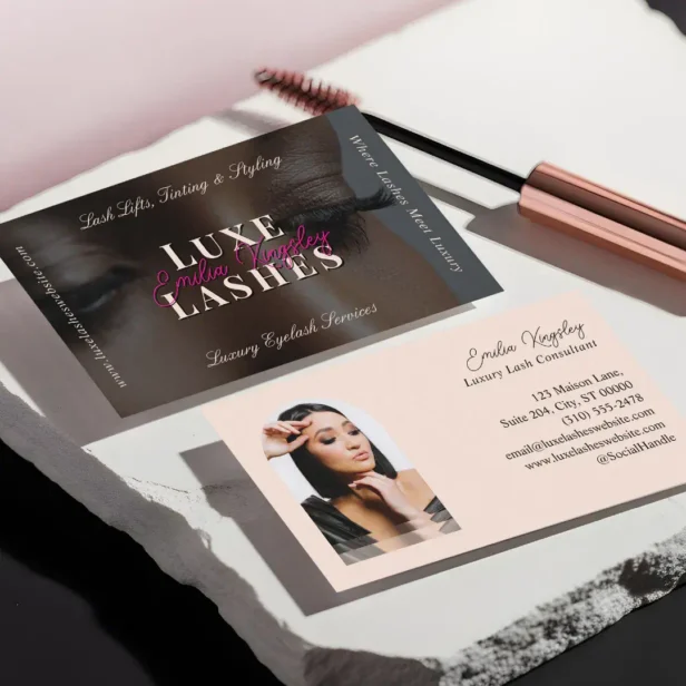 Luxury Eyelash Beauty Lash Professional Black Pink Business Card