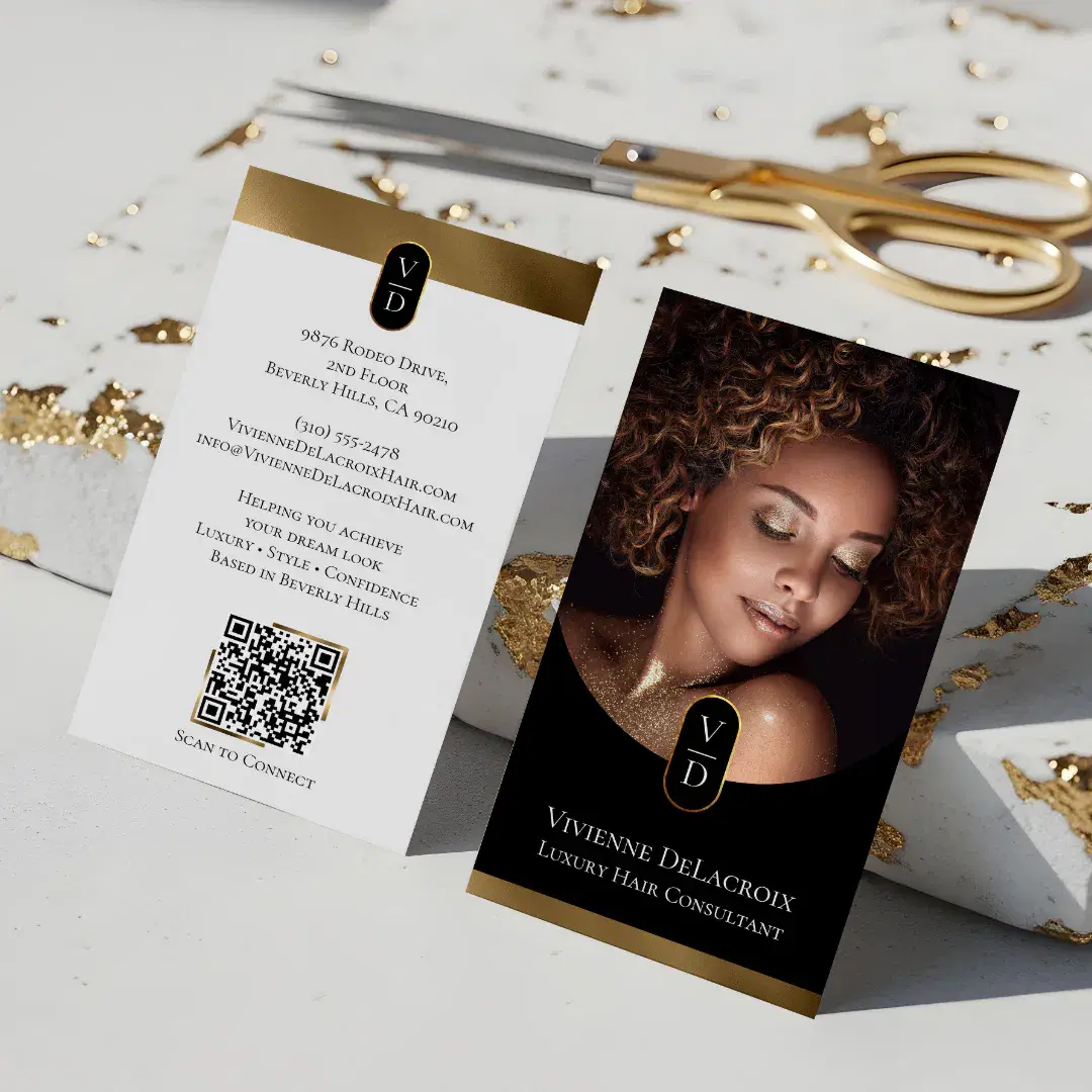 Luxury Modern Gold Monogram Hair Stylist Salon Business Card