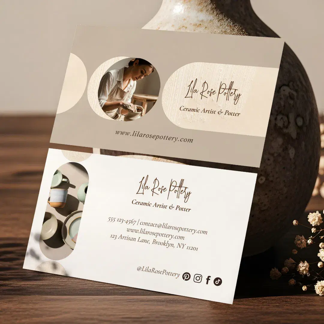 Minimal Modern Abstract Photo Handmade Pottery Business Card