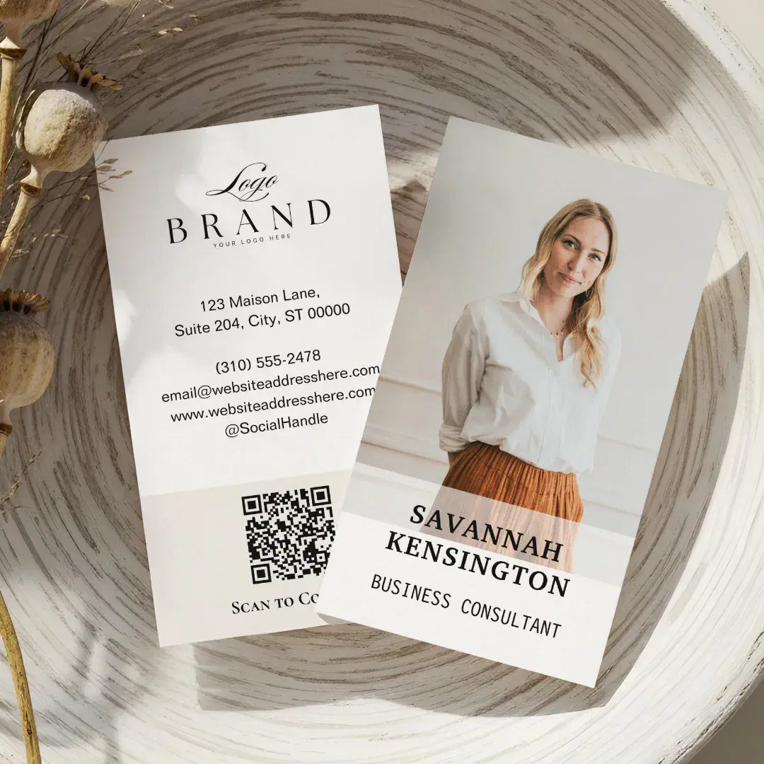 Minimal Modern Professional Photo Company Logo QR White Business Card