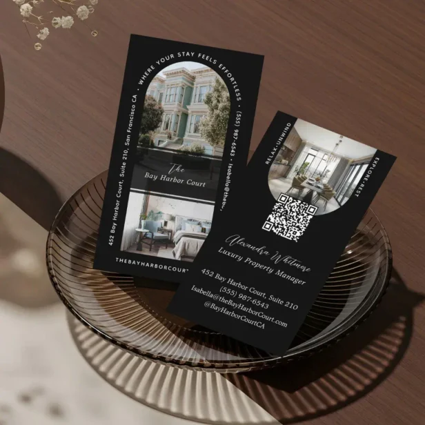 Modern Arch Photos Home Rental Property Manager Black Business Card