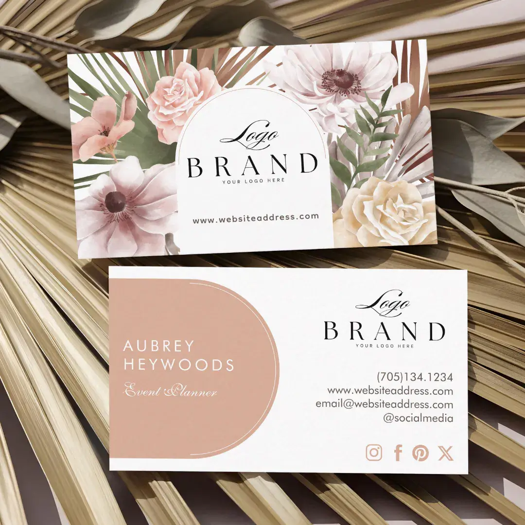 Modern Bohemian Watercolor Boho Florals Arch Logo White Business Card