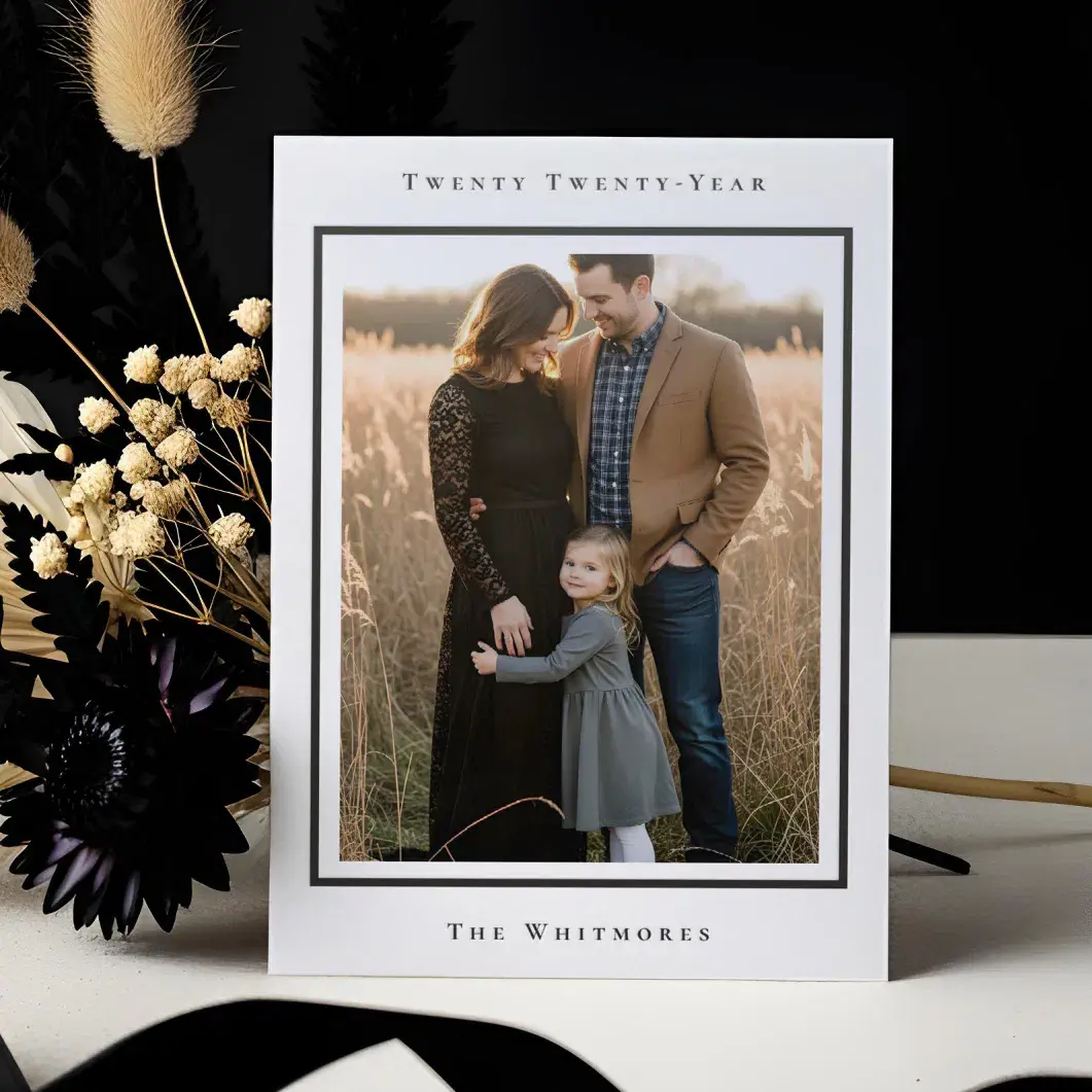 Modern Minimal Elegant Photo Frame Christmas Letterpress Photo Cards