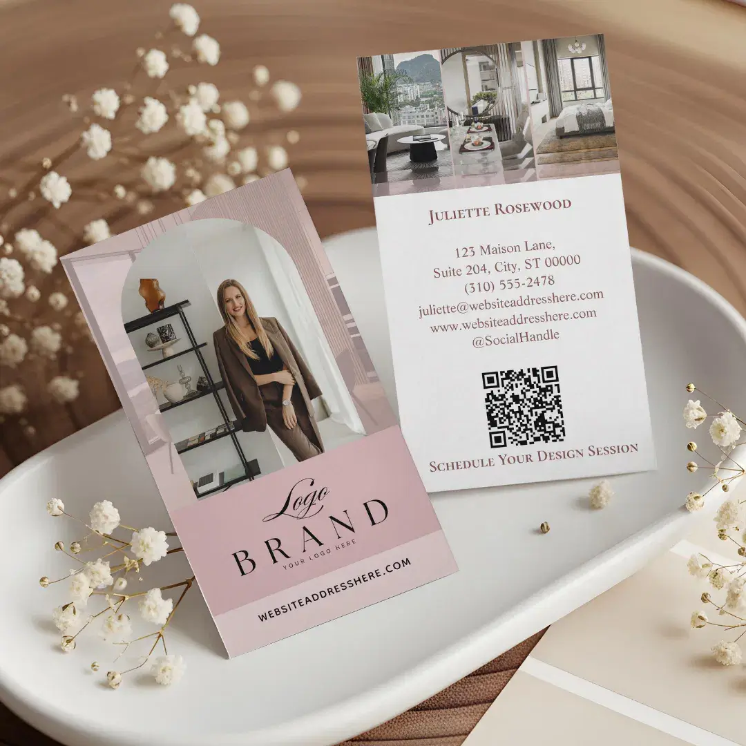 Modern Professional Photo Arch Photo Galley Logo Pink Business Card