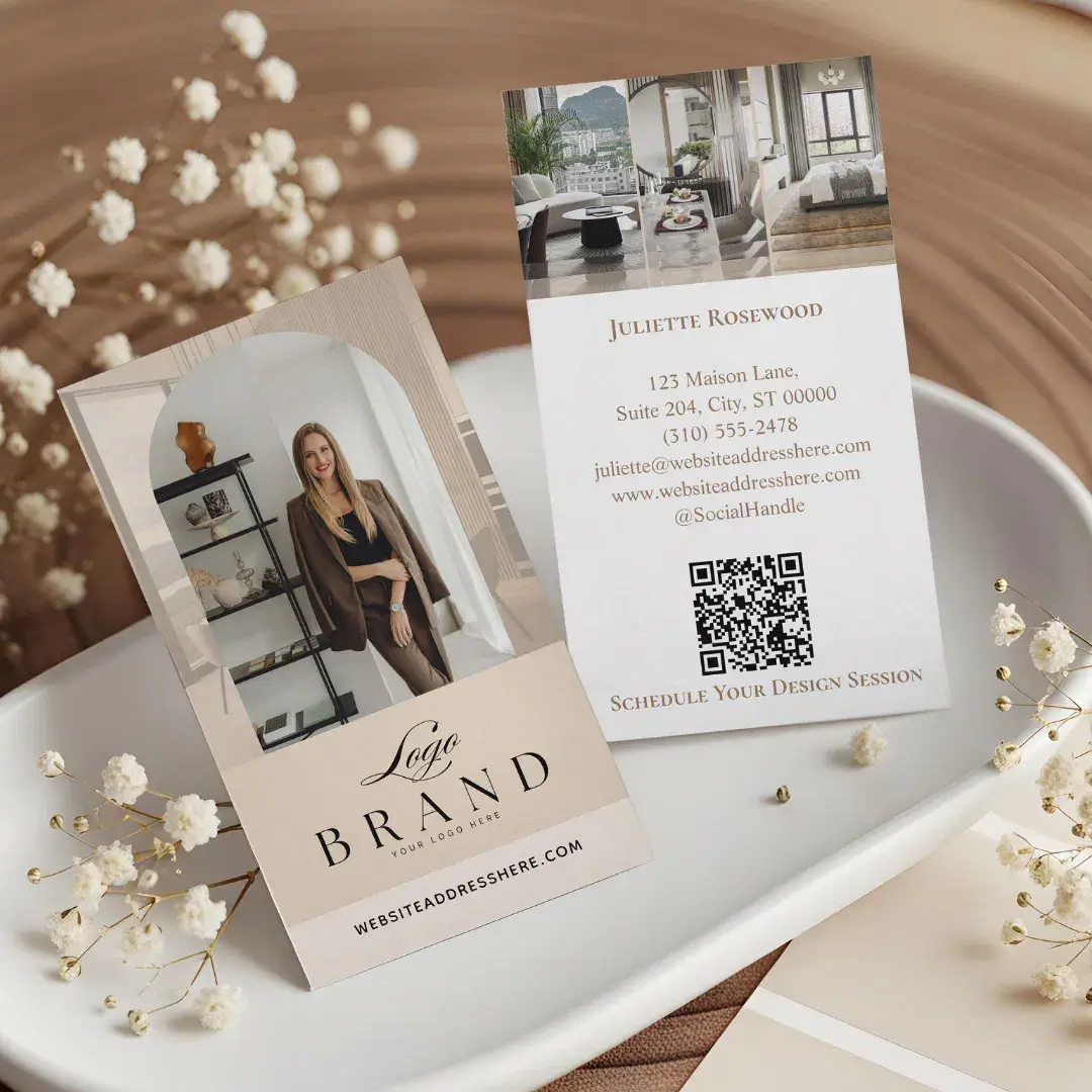 Modern Professional Photo Arch Photo Galley Logo Beige Business Card