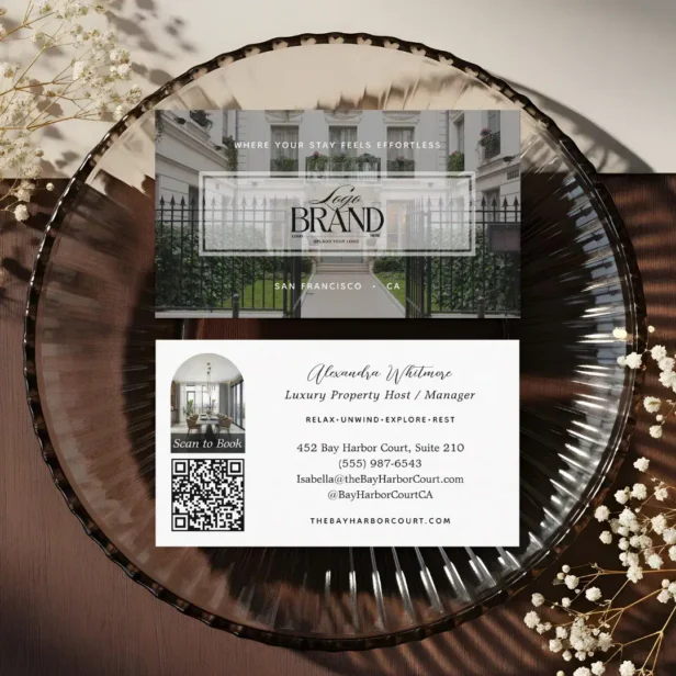 Modern Professional Photo Rental Property Logo White Business Card