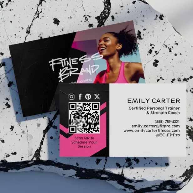 Modern Trendy Sporty Fitness Personal Trainer Business Card