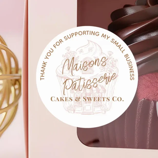 Thank You Small Bakery Business Pastry Cupcake Classic Round Sticker