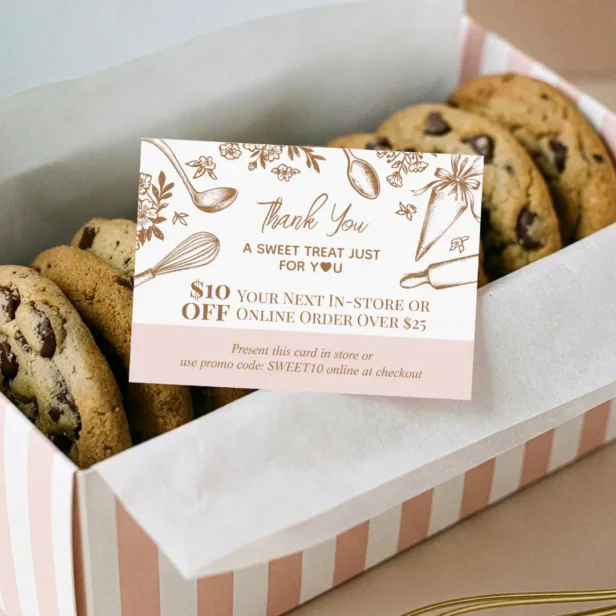 Baking Utensils Thank You Promo Code Bakery Logo Discount Card