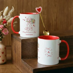 Cute Dog Scribble Bouquet Happy Valentine's Day Mug