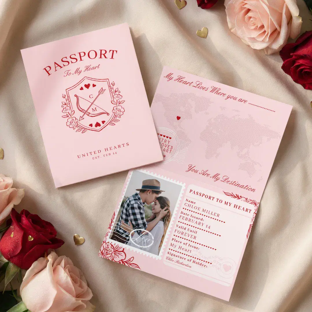 Destination Passport to My Heart Valentine’s Day Holiday Card