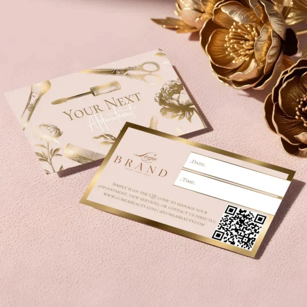 Elegant Gold Luxury Beauty Salon Business Appointment Card